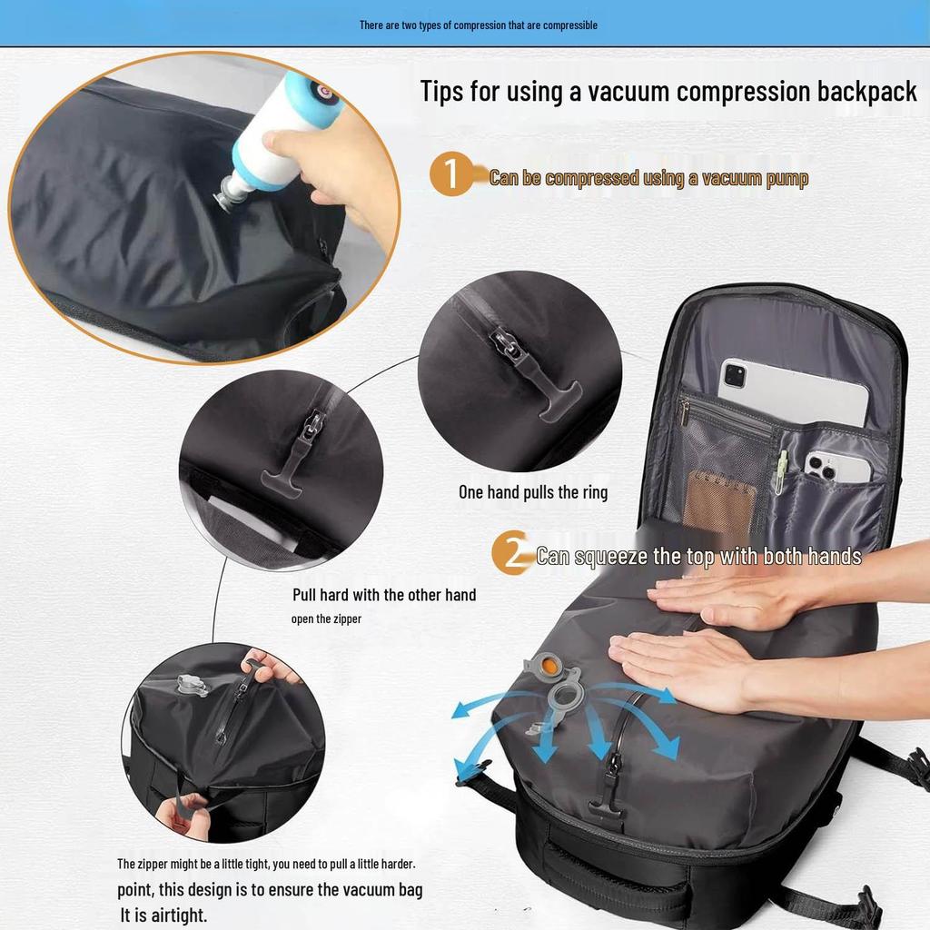 Expandable Double Shoulder Backpack - Unisex Carry-on with Multi-layer Storage and Laptop Compartment, Super Large Capacity