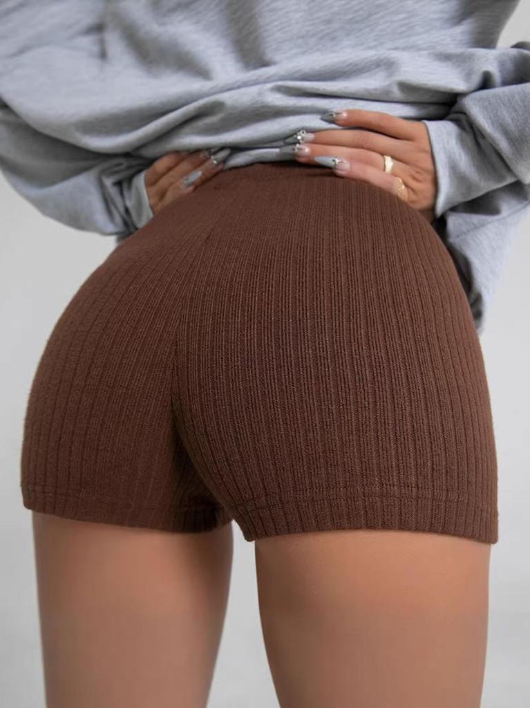 Women's High-Waisted, Butt-Lifting European & American Style Fitness Shorts (3/4 Length, Tight-Fitting, Anti-Exposure)