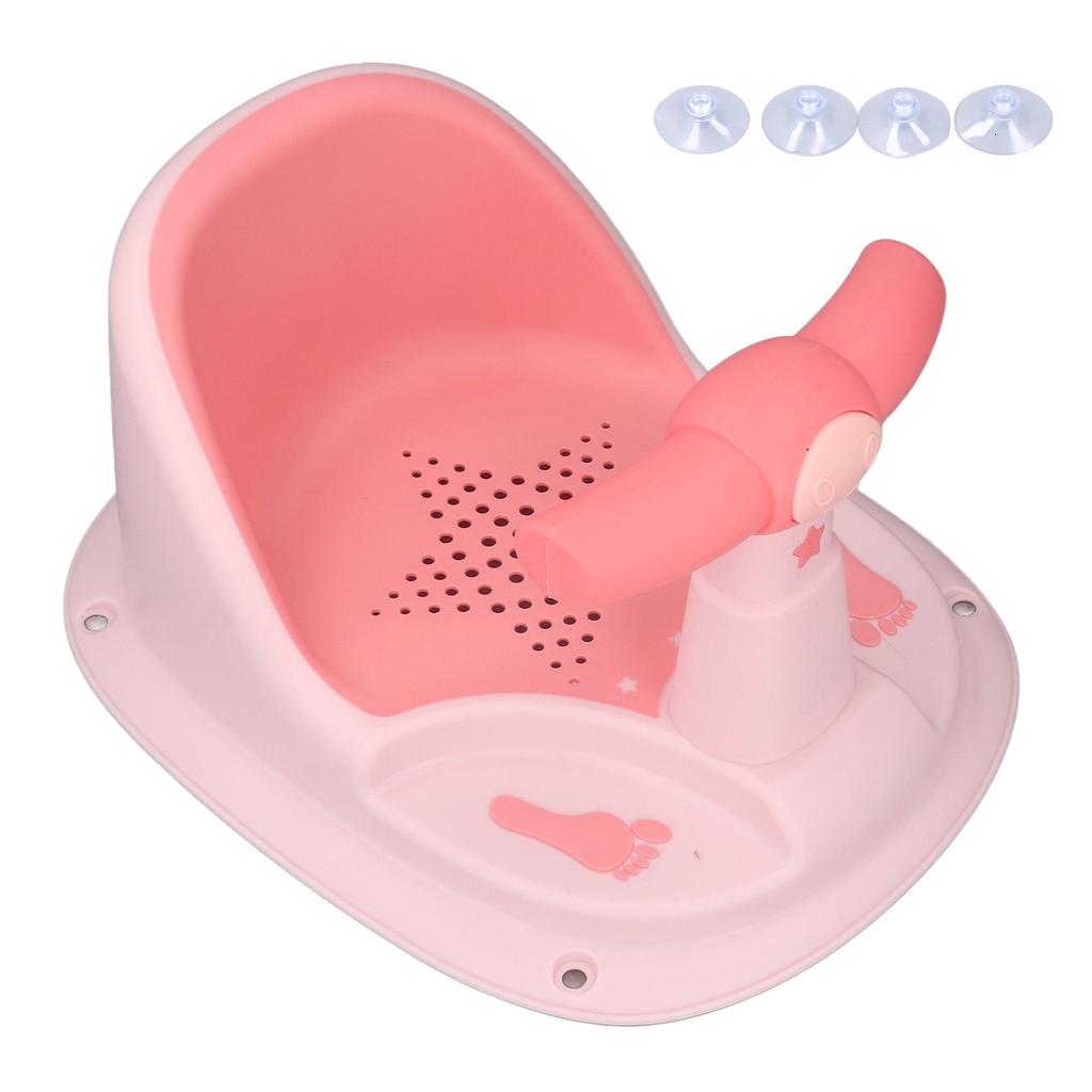Infant Bath Seat with Backrest Strong Suction Cup Ergonomic Anti Slip Baby Shower Chair Blue White