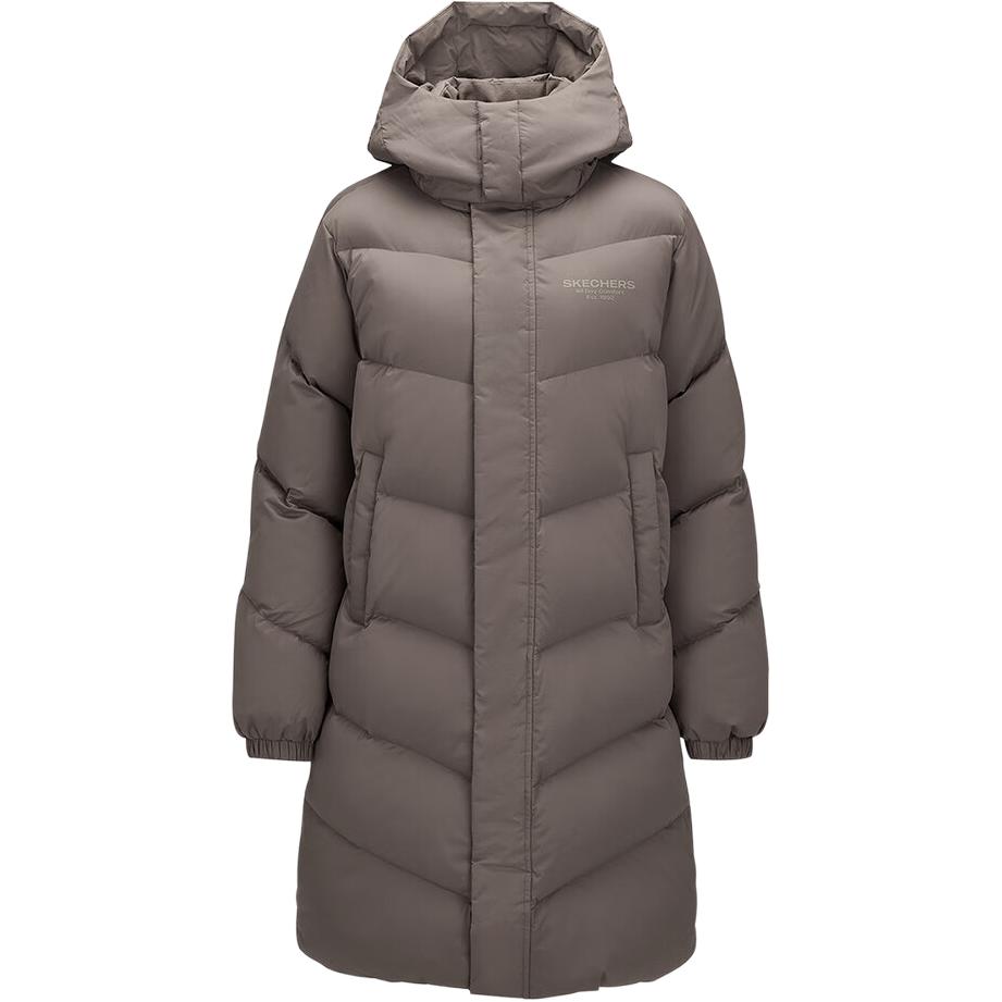 Skechers Sports Alliance Series Fashion Windproof Water-Resistant Warm Duck Down Woven Long Hooded Long Sleeve Down Jacket L425W018-05QR S