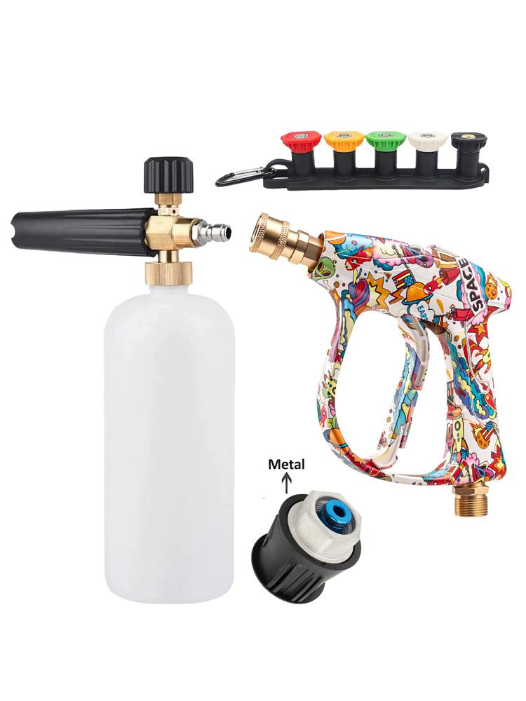 

Graffiti Design Pressure Washer Gun Full Set, Foam Cannon, 5 Nozzles & Metal Bosch Adapter for Household and Auto Washing