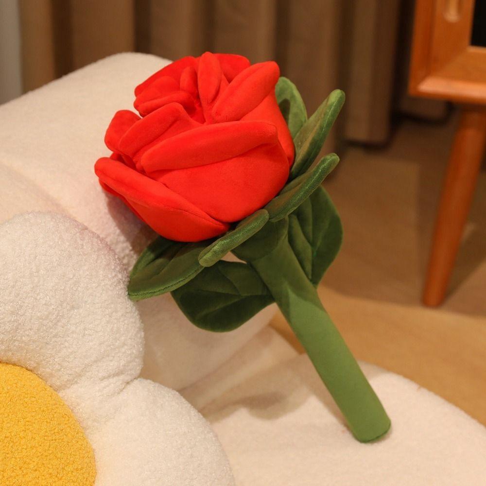 Romantic Red Rose Bouquet Soft Rose Plush Pillow Simulation Plush Rose  Home Decoration