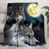1PC Black White Wolf Contrast Plush Blanket Suitable All Seasons Soft Comfortable Sofa Office Outdoor Travel Home Use