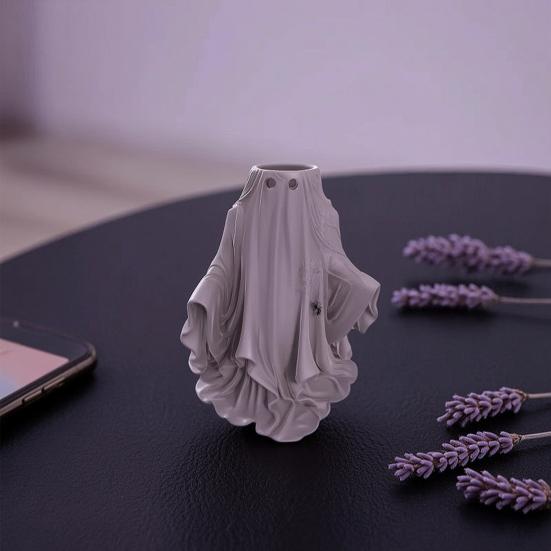 Halloween Ghost Planter, Spooky White Ghost Flower Pot, Small Decorative Plant Container for Garden, Yard, Porch, Tabletop, Indoor Outdoor Decor