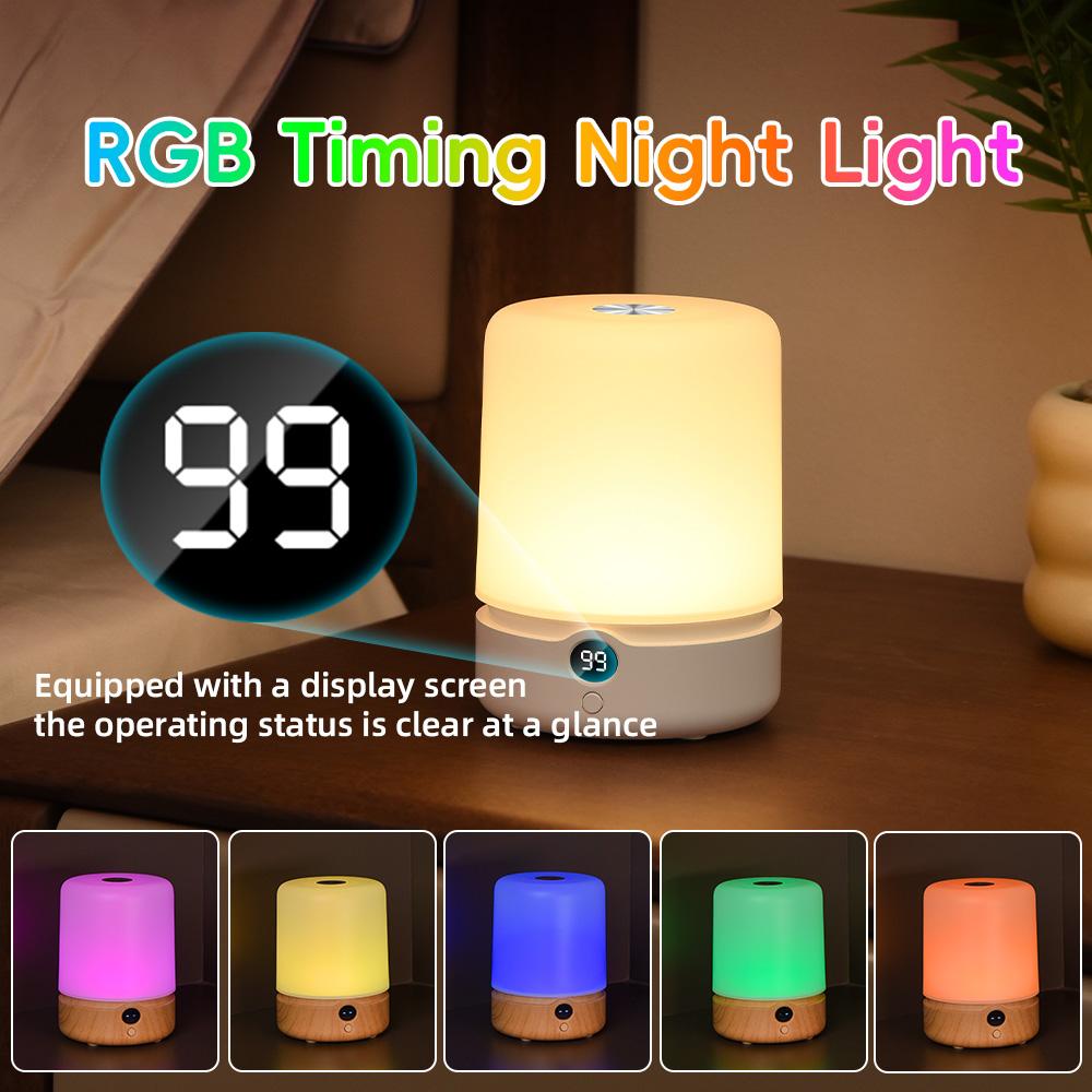 Smart Night Light with Touch Sensor Timer Touch Control Color Changing Led Rechargeable Light for Bedroom Hallway