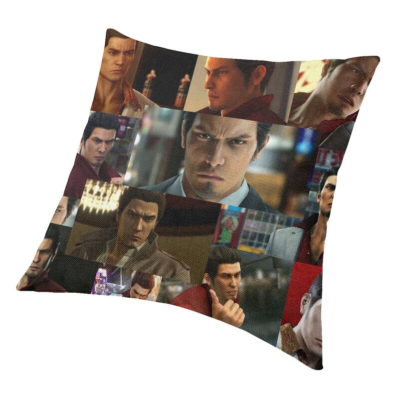 Kiryu Kazuma Yakuza Montage Cushion Cover Sofa Living Room Square Throw Pillow Cover 45X45Cm