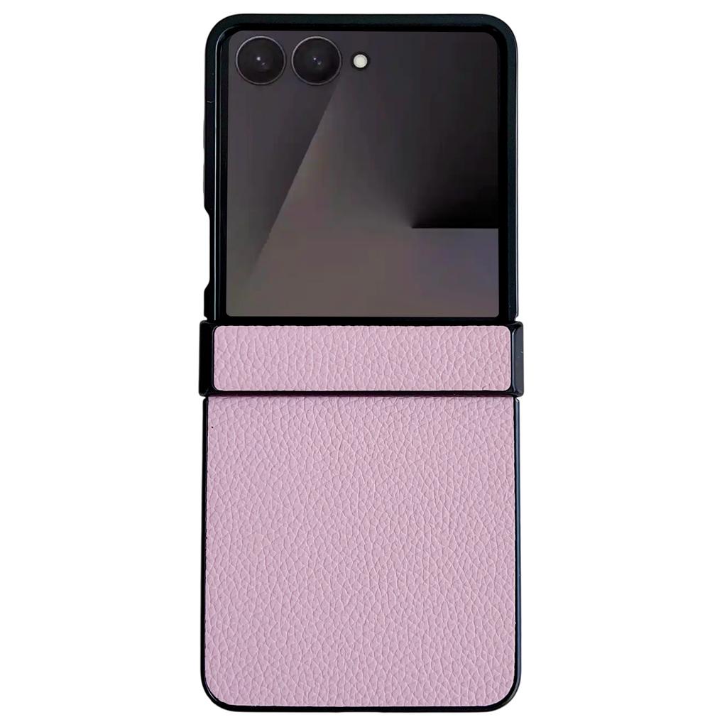 For Samsung Galaxy Z Flip7 5G Case Hinge Protection Litchi Texture Leather + PC Phone Cover