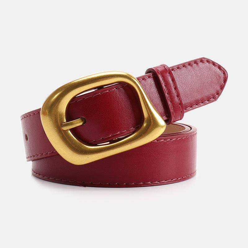 

Color Solid Simple Belt With Irregular Square Needle Buckle Design For Use Daily