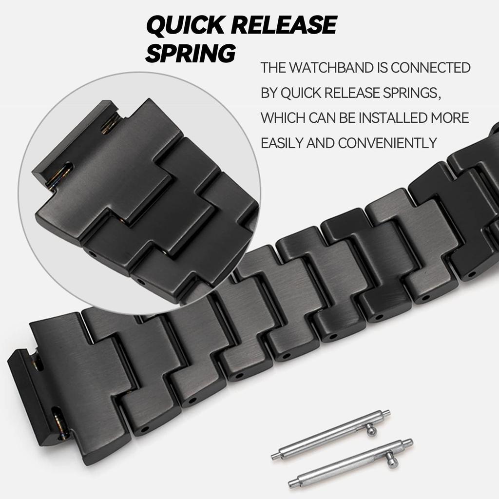 Korlexchi 316 Stainless Steel Bracelet Watch Band, Custom Metal Strap, Compatible with Casio and G-SHOCK Men's GM5600 and GM-5600B (Silver)