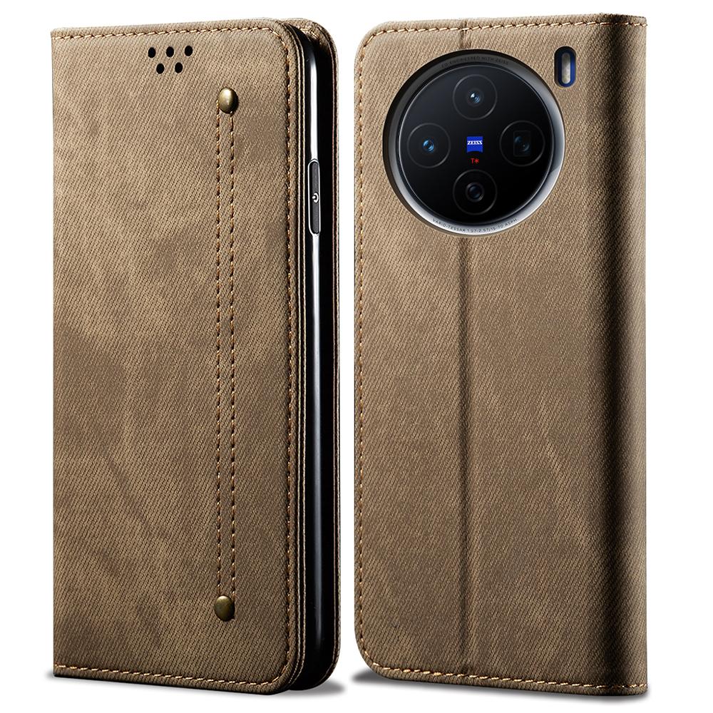 

Чохол для vivo X200s 5G Текстура джинсової тканини Шкіряна підставка Захист від подряпин Чохол для телефону Khaki