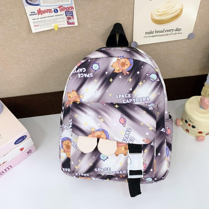 Kindergarten Primary School Students Schoolbag Cute Fun Kapibara Printed Boys And Girls Backpack Children'S Backpack