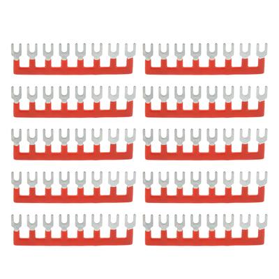 10pcs Barrier Fork Type Stripe 400V 25A PVC Copper TB Terminal Strip Block for Household Appliances Construction Sites