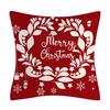 Red Series Snowflake Reindeer Pattern Throw Pillow Cover with Short Plush Print for Living Room Sofa Decoration Cushion Cover