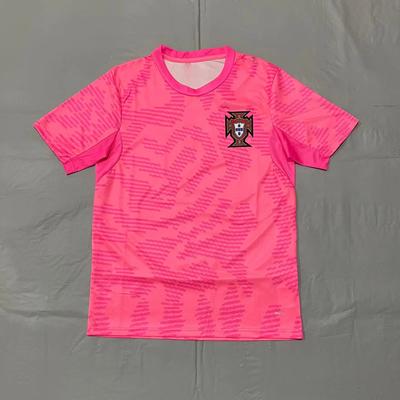 Portugal Stijl2026 Voetbalteam Beperkte Roze Jersey Trendy Geometrisch Patroon, Ademend Voetbal Top voor Supporters & Streetwear