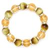 Sekihui Golden Tiger Eye 14mm Four Gods Crystal Bracelet Four Divine Beasts Carved Power Stone Fortune Lucky Amulet Unisex Stretchable 17cm Gift