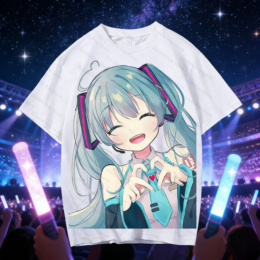 

Hatsune Miku Animation Peripheral Shortsleeved Kawaii twodiUnisexsional Student Clothes Tshirt Unisexs Shirts Women Tshirts S разноцветный