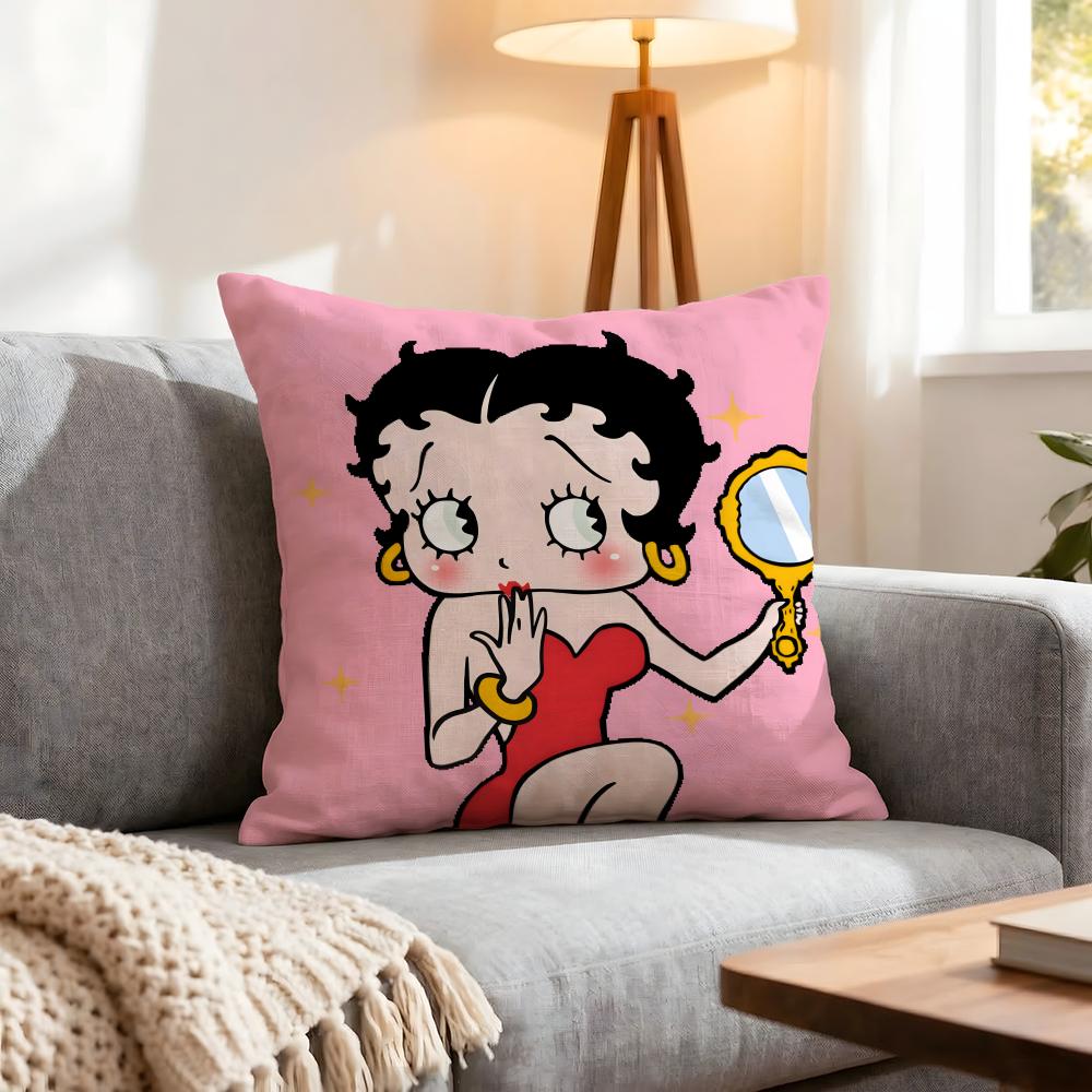 Character Betty Boop Cushion Cover 1Pcs Decorative Covers Soft Cushion Case For Sofa Couch Decor 40X40 45X45 Pillowcases