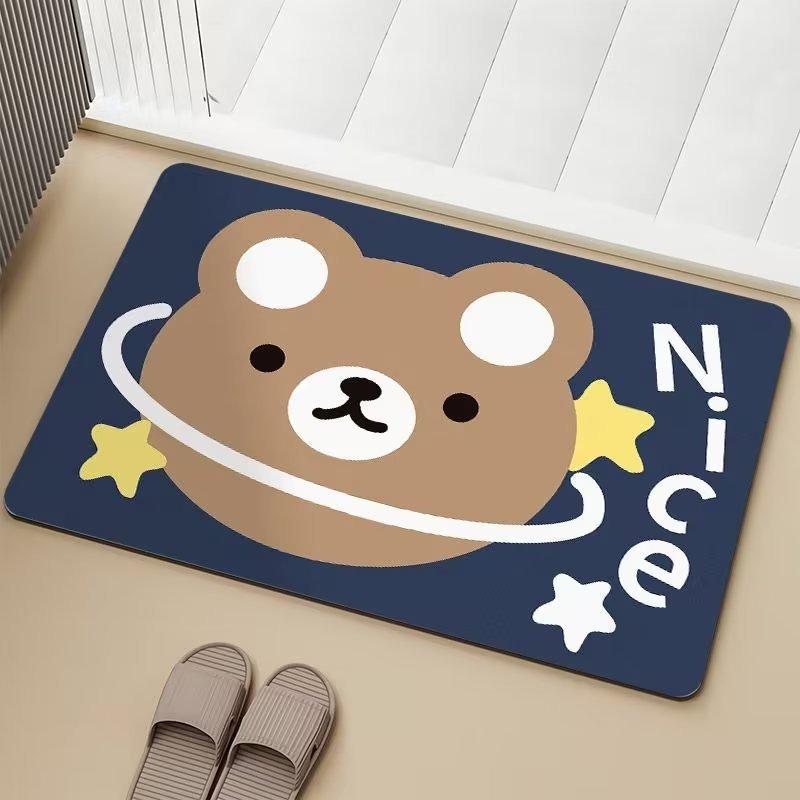 1pc Door Mat Cute Kawaii Bear Rabbit Printed for Home Living Room Decor Non-slip Floor Mat Cozy Carpet for Home Door Decoration