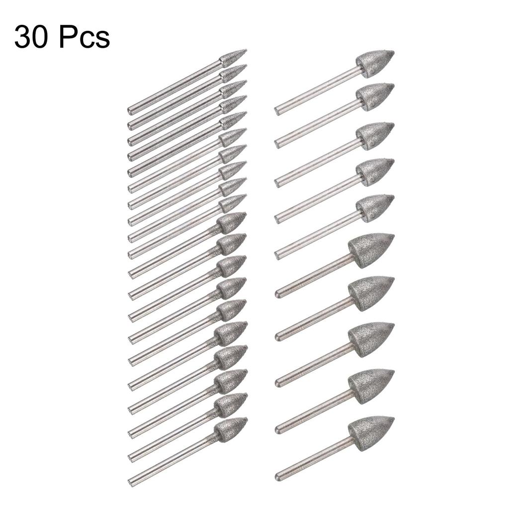 Uxcell Diamentowy Diamentowy Frez Kulkowy 5 Sztuk Trzpień 30 Montowanych Kamieni Szlifierskich do Szlifowania i Polerowania Kompatybilny z i Końcówkami do Szkła, Kamieniami,