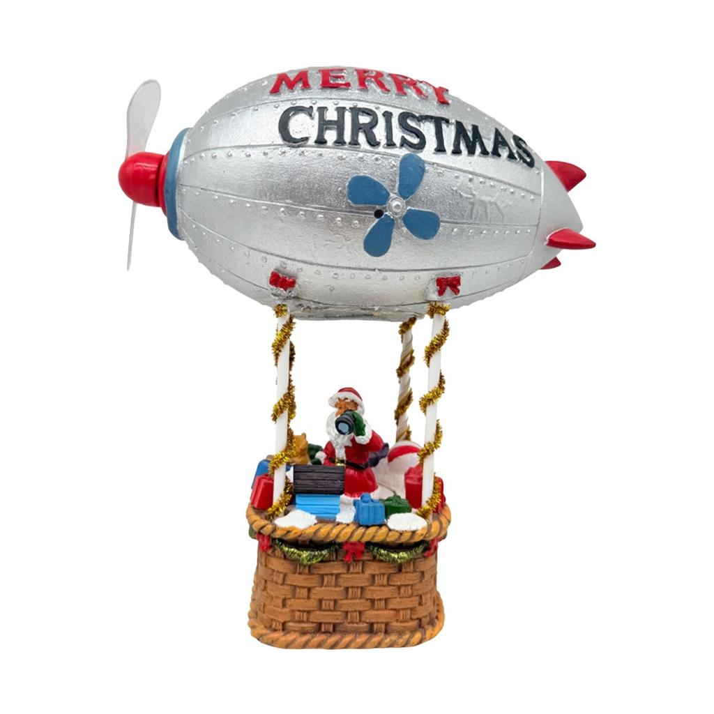 Christmas Ornament Small Decor Winter Holiday Santa Figurine Hot Air Balloon with Lights