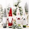 Festive Christmas Wine Bottle Covers Featuring Charming No-face Old Man Design In Red And Gray