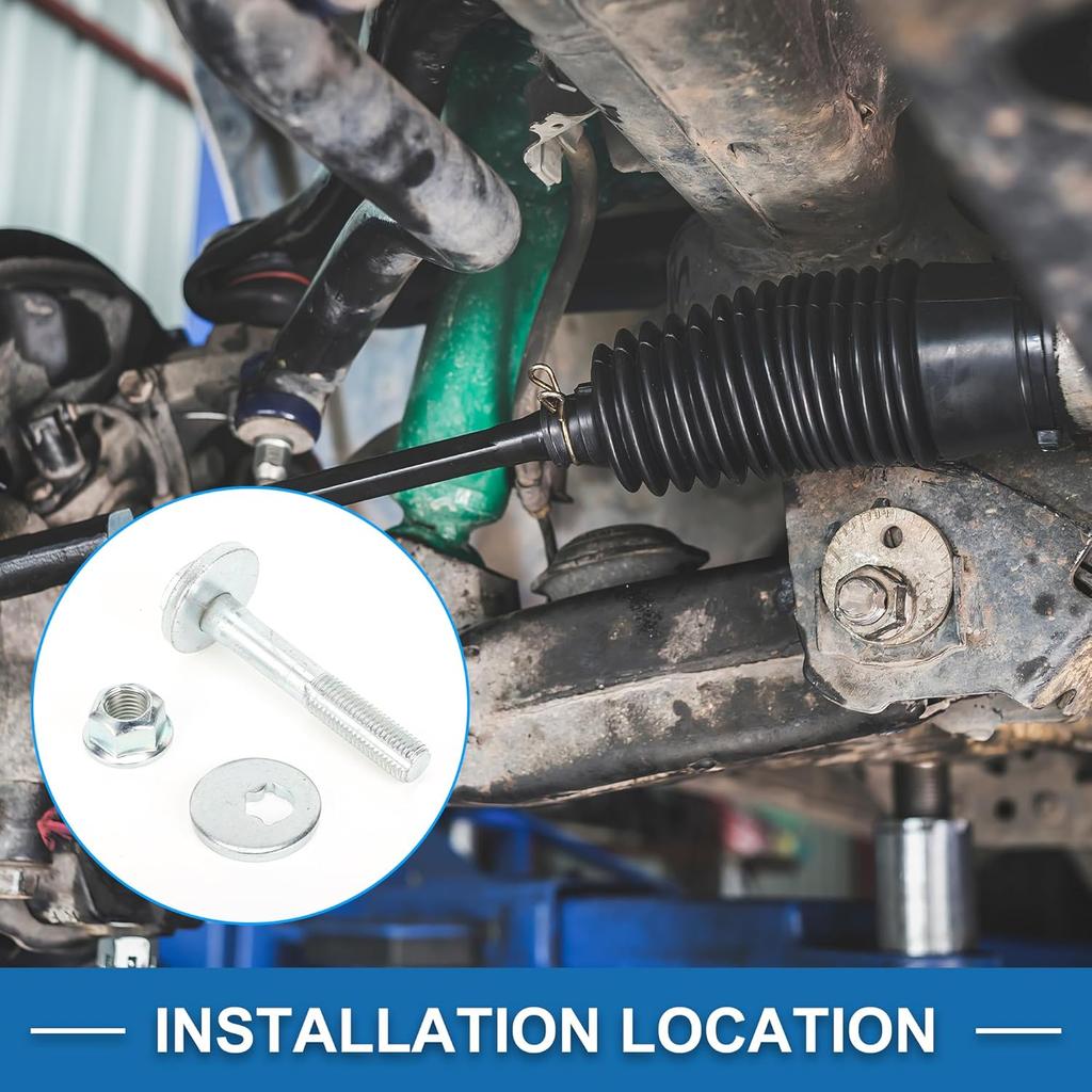 Camber Alignment Bolt No.33306770968 with Nut Gasket Rear Suspension Camber Bolt Kit for BMW X5 2007-2018 Metal Silver Tone