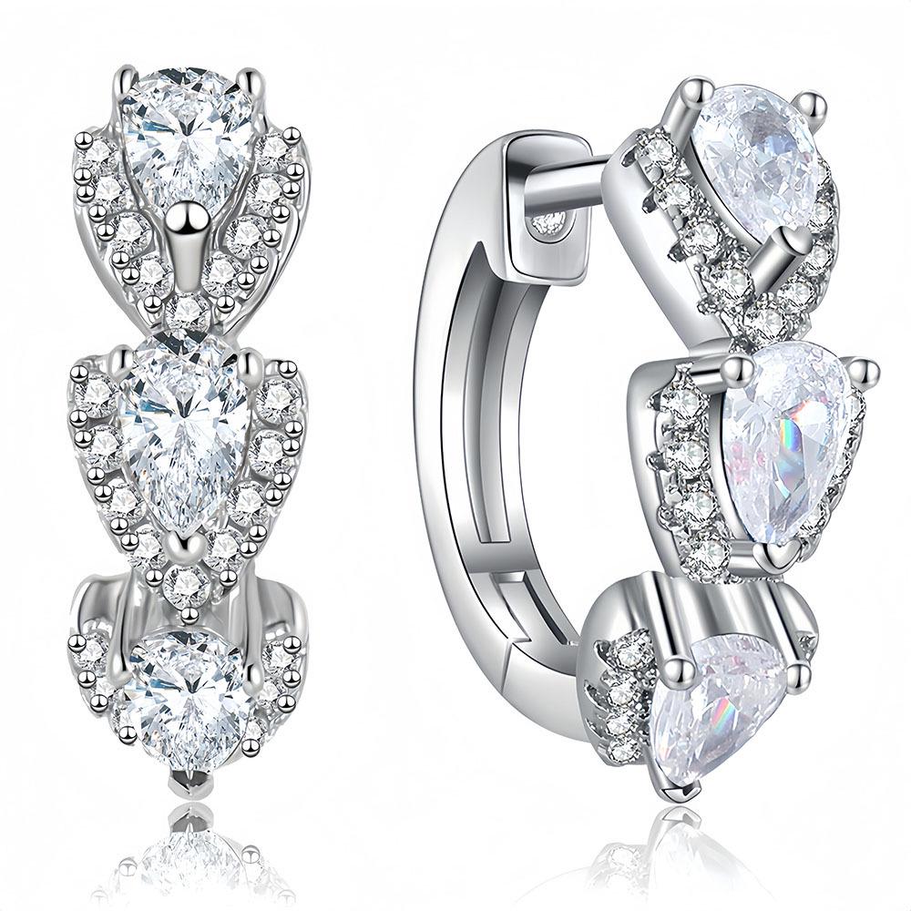 Elegant European & American Water Drop Zirconia Earrings for Women - Colorful Socialite Style Ear Studs