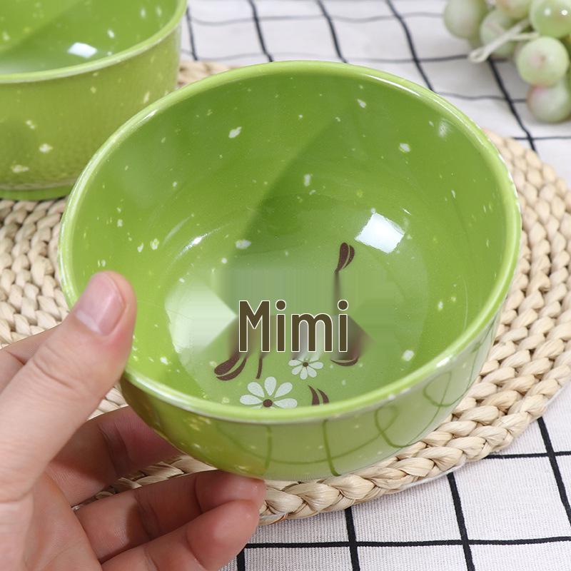 5-Inch Snowflake Green Melamine Rice Bowl - Drop-Resistant, Imitation Porcelain, Ideal for Soup/Rice, Household Tableware. 5005 Bowl
