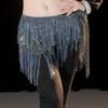 Belly Dance Hip Scarf Long Tassels Belly Dance Waist Chain with Rhinestones Decoration Belly Dance Belt Wrap Skirt