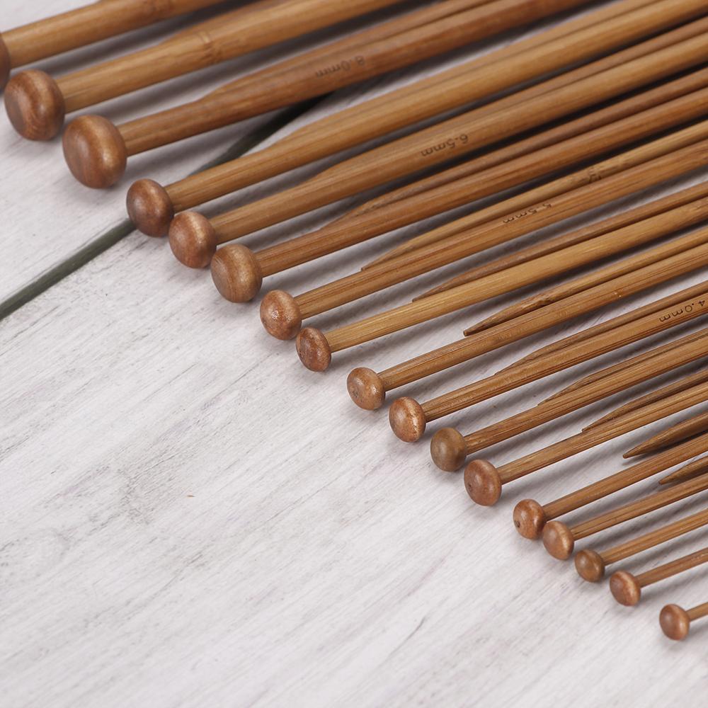 Set di Ferri da Maglia in Bambù da 18 Paia, Ferri da Lavoro a Maglia Singoli in Legno, Misure 2-10mm, Kit Artigianale per Maglia di Maglioni e Coperte per Tutte le Stagioni