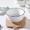 Set of 4 Nordic Black Line Ceramic Noodle Bowls: Stylish and Versatile for Noodles, Soup, or Salad.