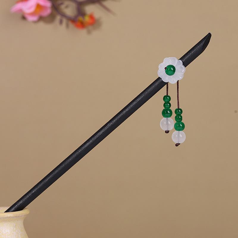 Vintage Tassel Wooden Hairpin for Women - Imitation Ebony Hanfu Accessory, Ancient Style Costume Hairpin