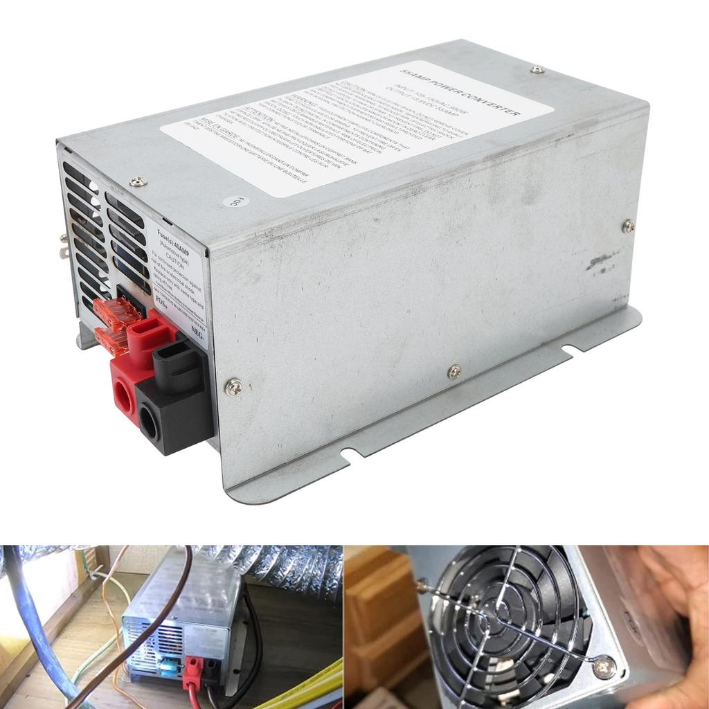 RV Power Converter Charger 55AMP Auto Detection 3 Stage Charging Overcharging Guard WF 9855 MBA for Trailer