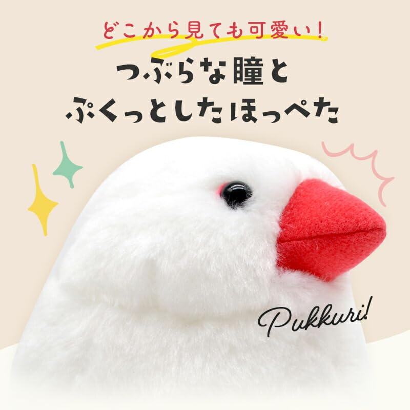 White Java Sparrow Plush Toy Gift for Birthdays Exceed Japan (Single Item) [kotori Smile]