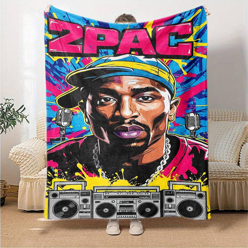 1pc 2PAC Boombox Themed Printed Soft and Comfortable Home Blanket, Small Throw Blanket, Nap Blanket, Suitable as a Gift l043