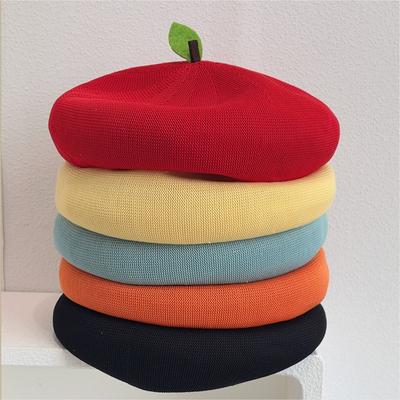 Dopamine Fruit Series Apple Shape Spring Summer Beret Hat For Women Summer Thin Cute Fun Face Slimming Painter Cap