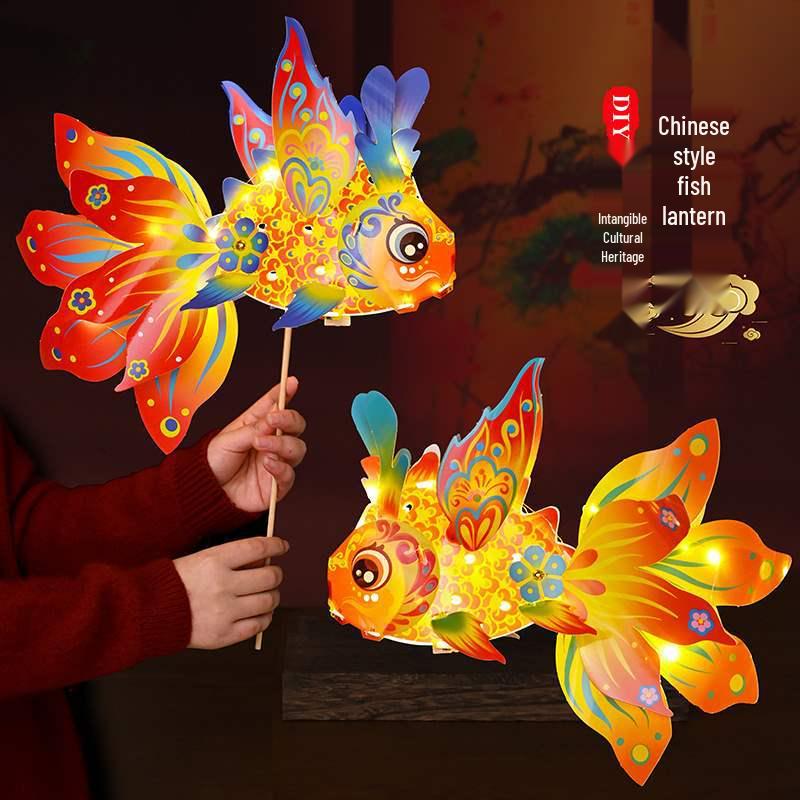Children's DIY Luminous Dragon Fish Lantern: Ancient Style Mid-Autumn Festival Koi Paper Lantern Kit