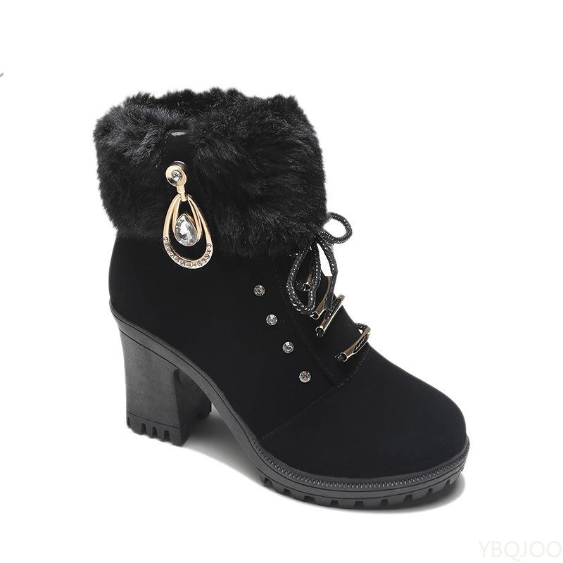 Fashionable Versatile Snow Boots Women Thick Soles Increased Height Casual Comfortable Short Boots Winter Warm Cotton Shoes