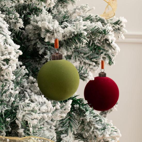 16Pcs Velvet Christmas Ornaments 6/8cm Flocked Ball Set Elegant Xmas Tree Decorations for Festive Atmosphere