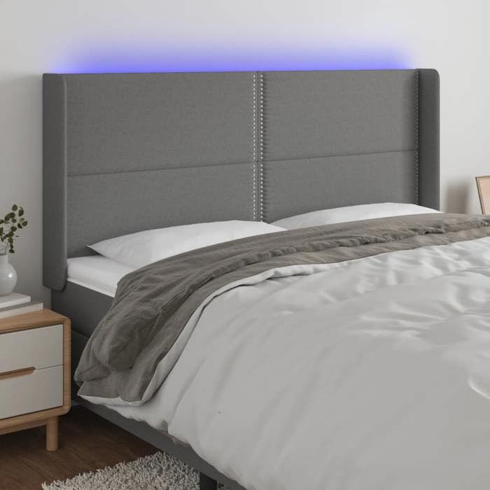 VidaXL LED Headboard Bedroom Furniture Double Bed Accessory Head of Bed Frame Interior Dark Grey 3123915