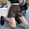 Women's Plus Size High Waist A-Line PU Leather Shorts - Autumn/Winter 2024 Collection