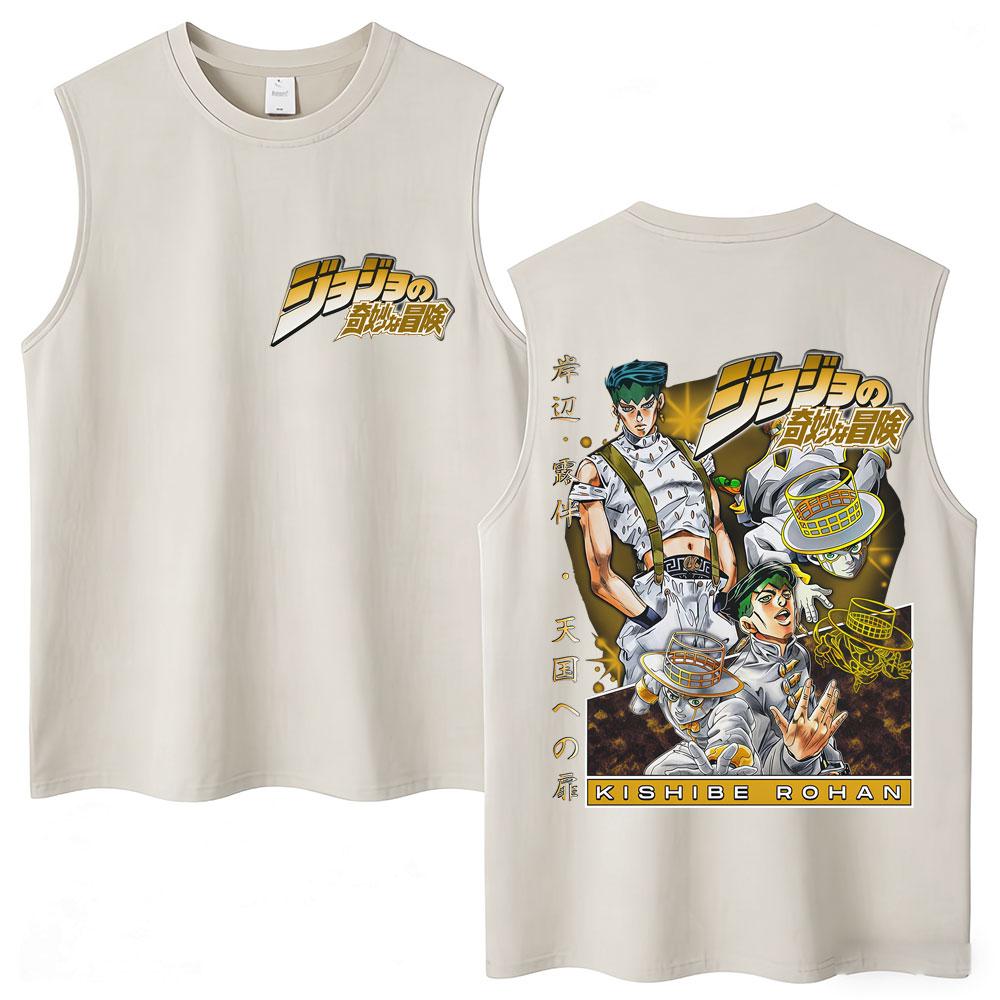 

Washed Anime Jojo Bizarre Adventure Kakyoin Noriaki Tank Tops Men Women Vintage Manga Vests Cotton Oversized Sleeveless T-shirt 3XL