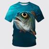 3D Printed Funny Fish T-Shirt For Men Marine Animal Graphic Tees Casual Loose Short Sleeve Tops Round Neck Streetwear T Shirts