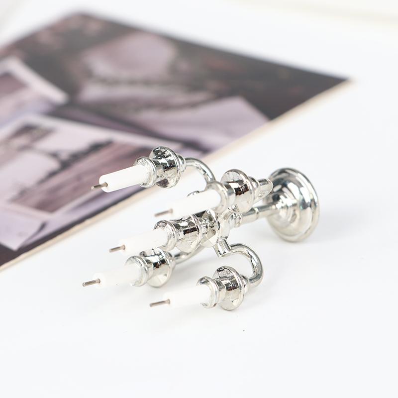 1Set Puppenhaus Miniatur Kerzen Und Leuchter Kuchen Kerzenhalter Topper