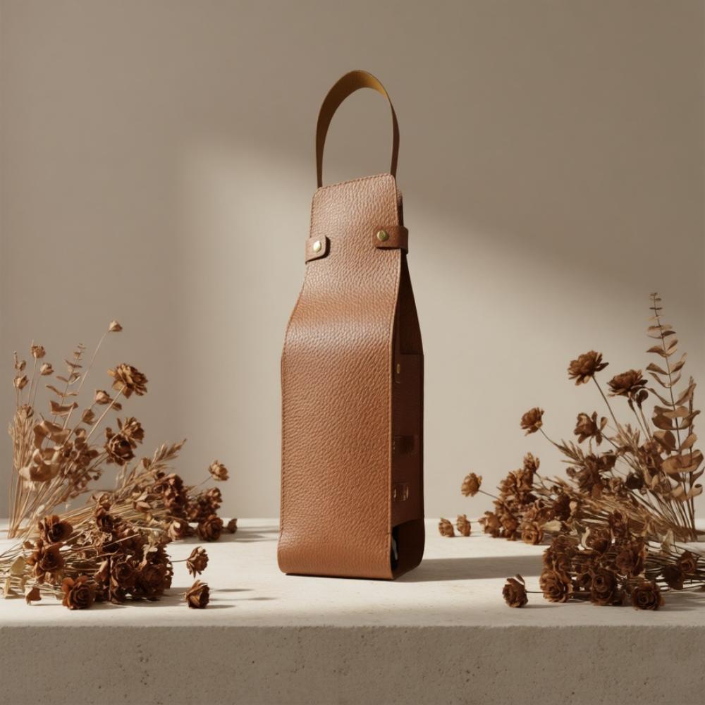 Single‑Pack PU‑Leather Wine Bottle Bag,Luxury Gift Pouch for Wine,Champagne,Rum,Vodka,Fashion Gift Bag for Bar & Party