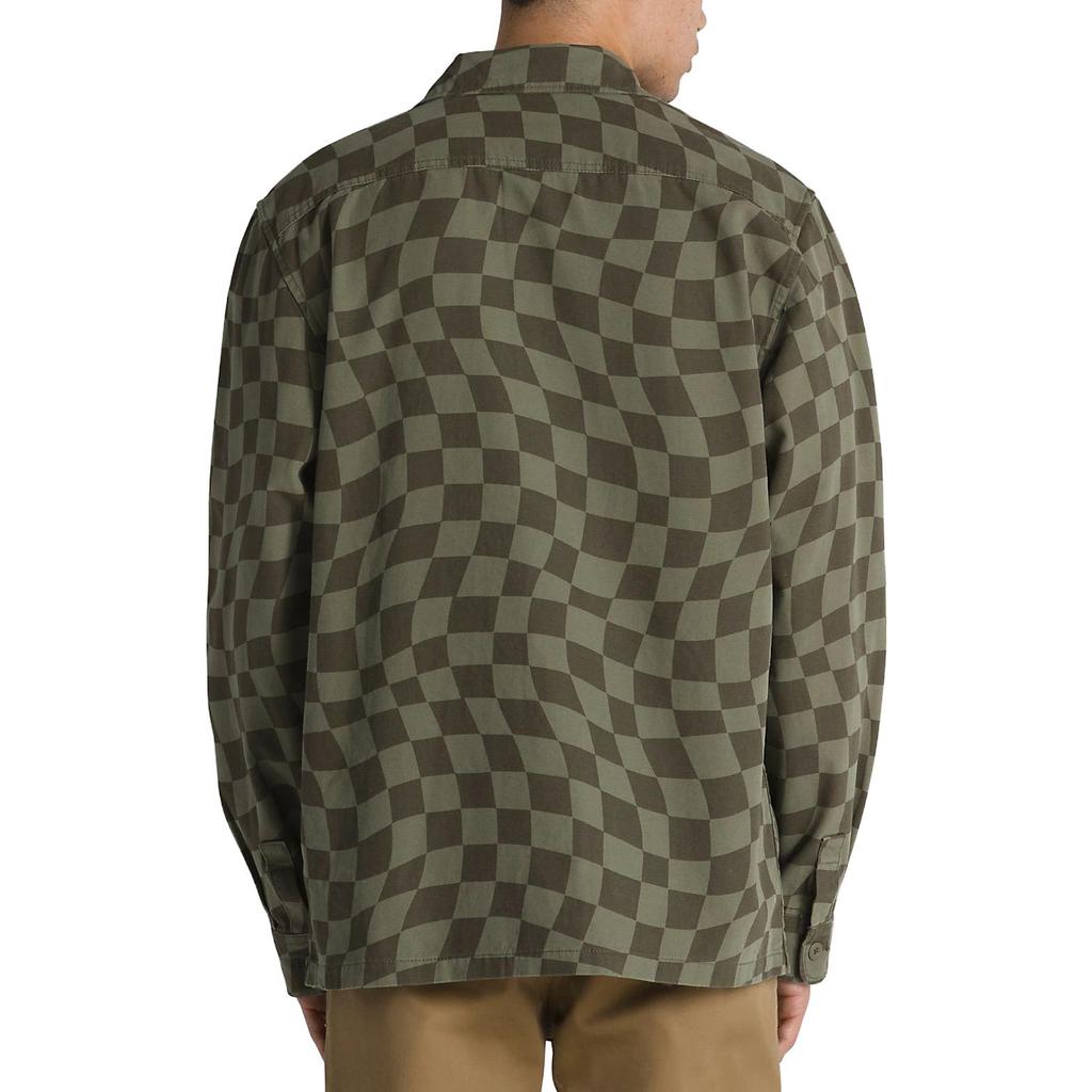 Vans Chemise à Carreaux Bouton Unique Manches Longues Homme chemises Vert Armée VN0008GZ-KCZ