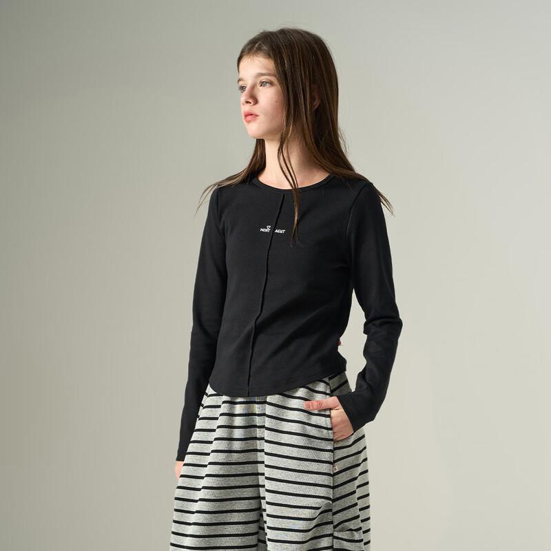 Girls  Korean Style Round Neck Long Sleeve Top 160