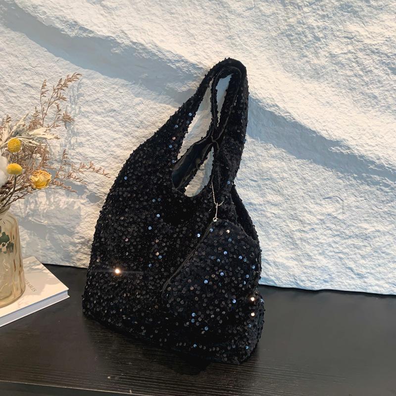 High-value sequined niche tote bag 2025 new fashion trendy and versatile foreign style starry sky shining shoulder handbag