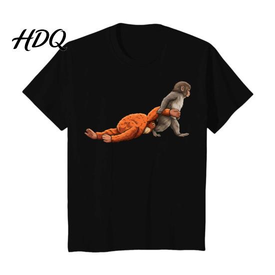 Graphic T-shirt Men Tee Shirt Punch Monkey Pattern Round Neck Short Sleeve Casual Pullover Tops Stretchy Fit Solid Color Daily Wear Soft Breathable