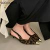 Fashion SUOJIALUN 2025 Spring New Brand Women Sandal Fashion Pointed Toe Shallow Slip On Ladies Slingback Shoes Thin High Heel Dress Pum